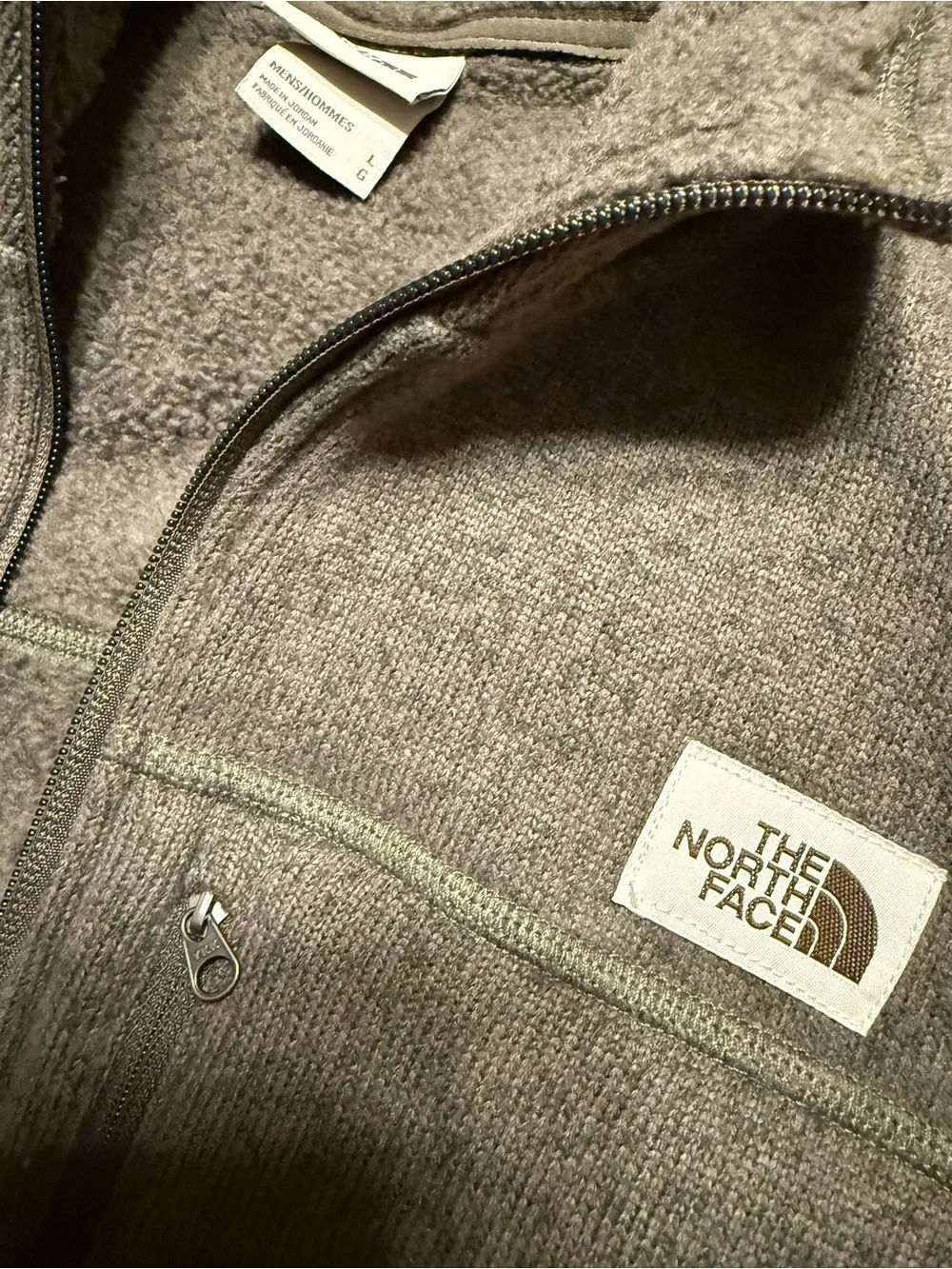 The North Face Charcoal Green Fleece Vest with Zip Pockets